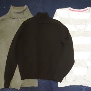 3 Lightly Used Sweaters V Neck n Turtle Neck Small
